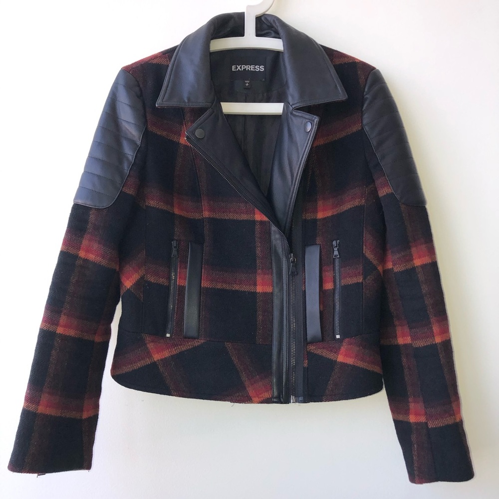 *SOLD* Express Vegan Leather Plaid Women’s Moto